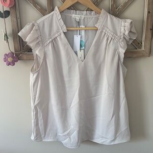 Nine Britton Cream Ruffle Sleeve Blouse